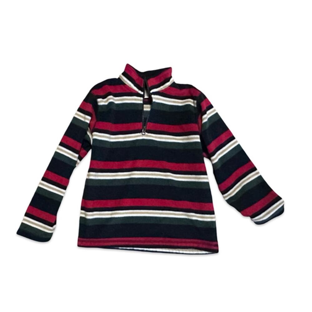 Gymboree Boys Fleece Pullover Size 7-8 Red Blue Striped